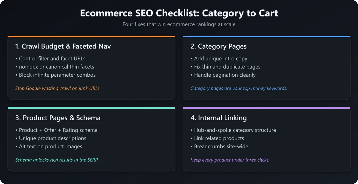 Ecommerce SEO checklist from category to cart