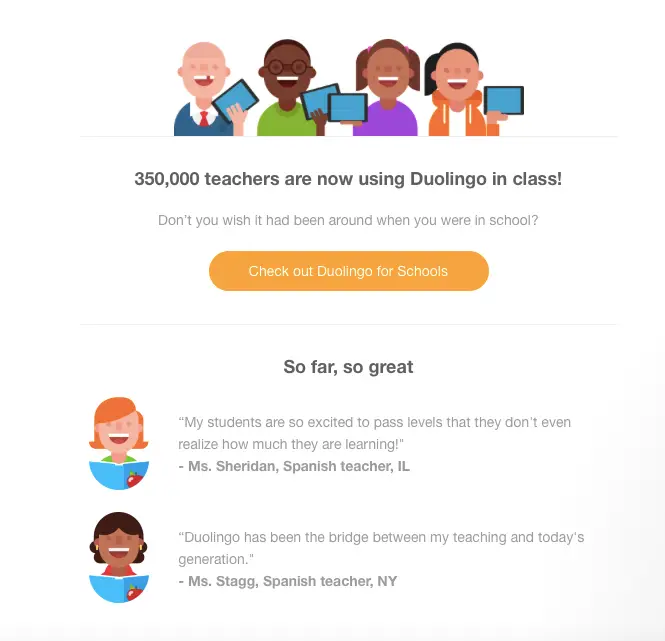 Duolingo social proof email