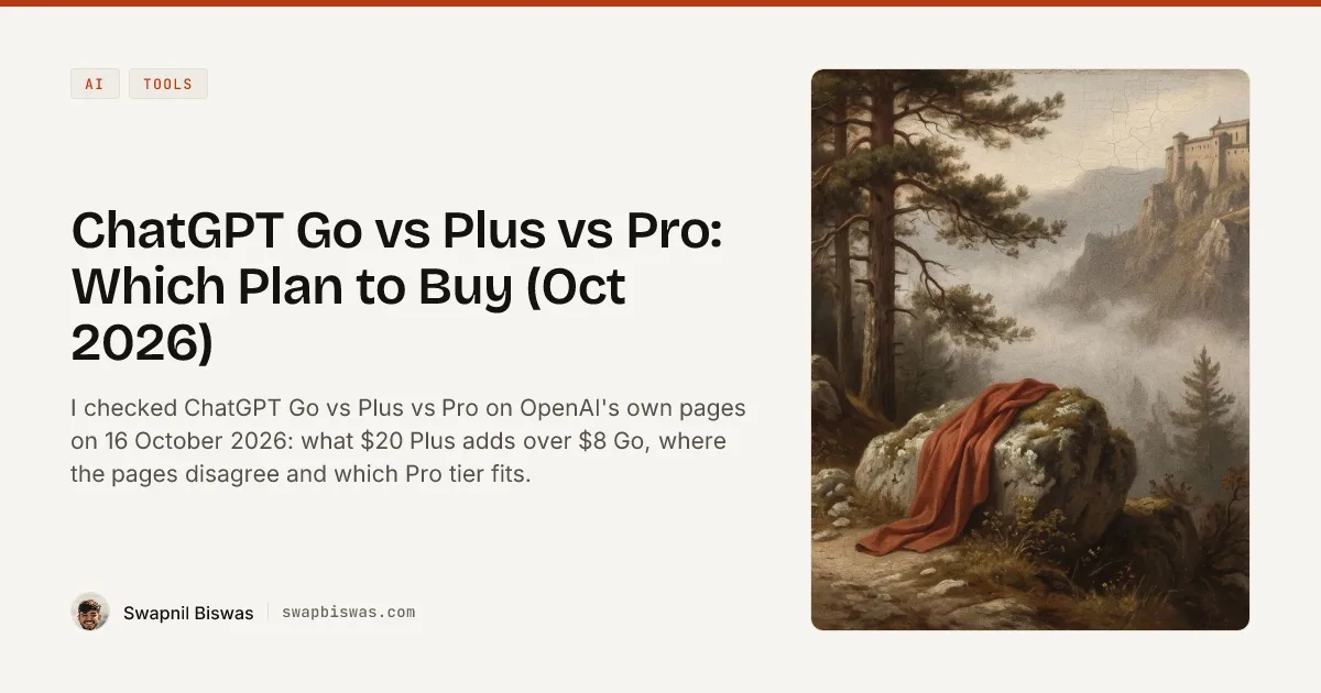 ChatGPT Go vs Plus vs Pro: Which Plan to Buy (Oct 2026)