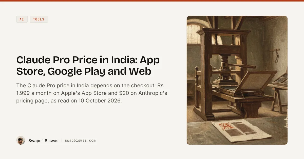 Claude Pro Price in India: App Store, Google Play and Web