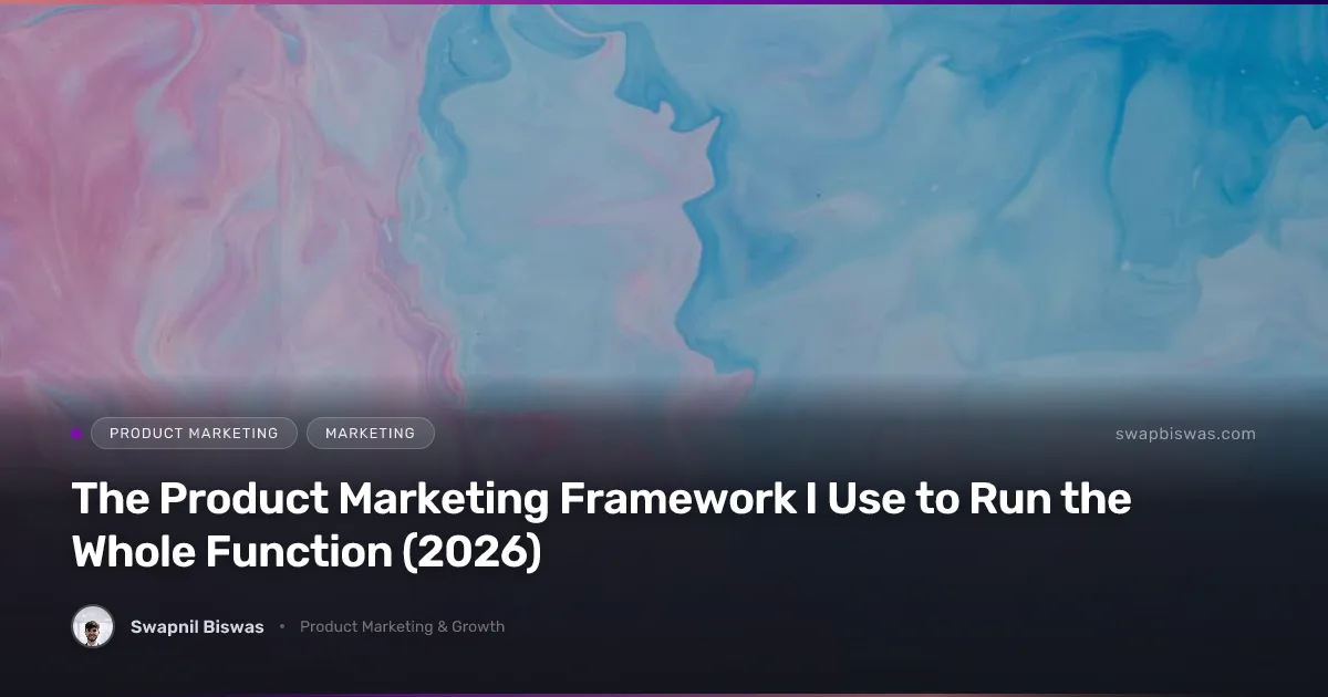 Diagram of a product marketing framework connecting research, positioning, launch, and enablement stages