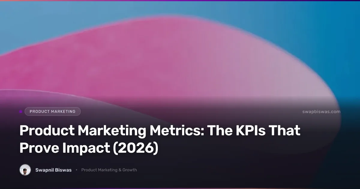 Product marketing metrics grouped by what they prove: pipeline influence, sales enablement adoption, product adoption, launch impact, and win rate